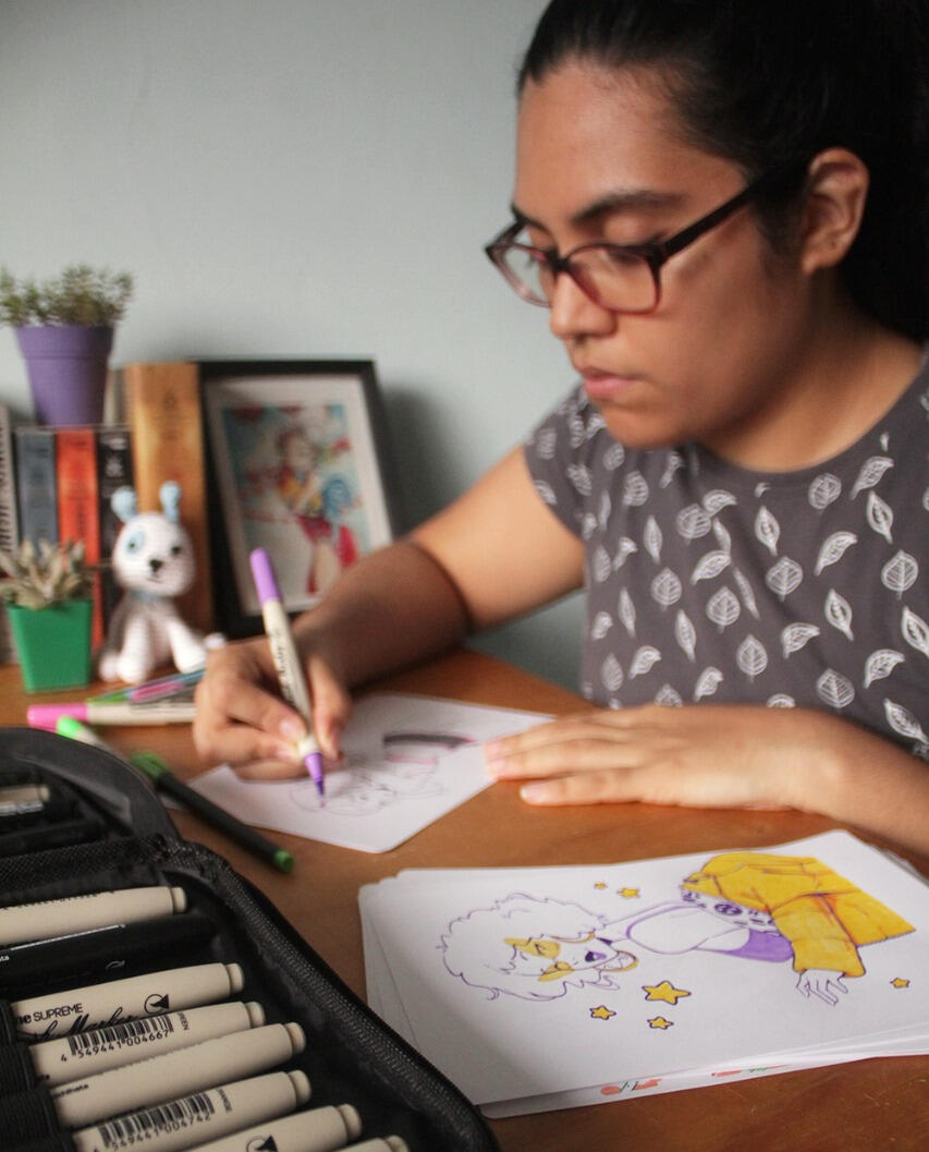 Marcela Lozano in traditional illustrations tecniques